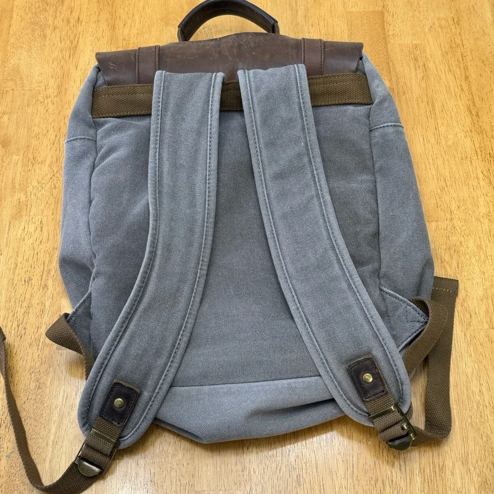 Leather Canvas Gray Backpack